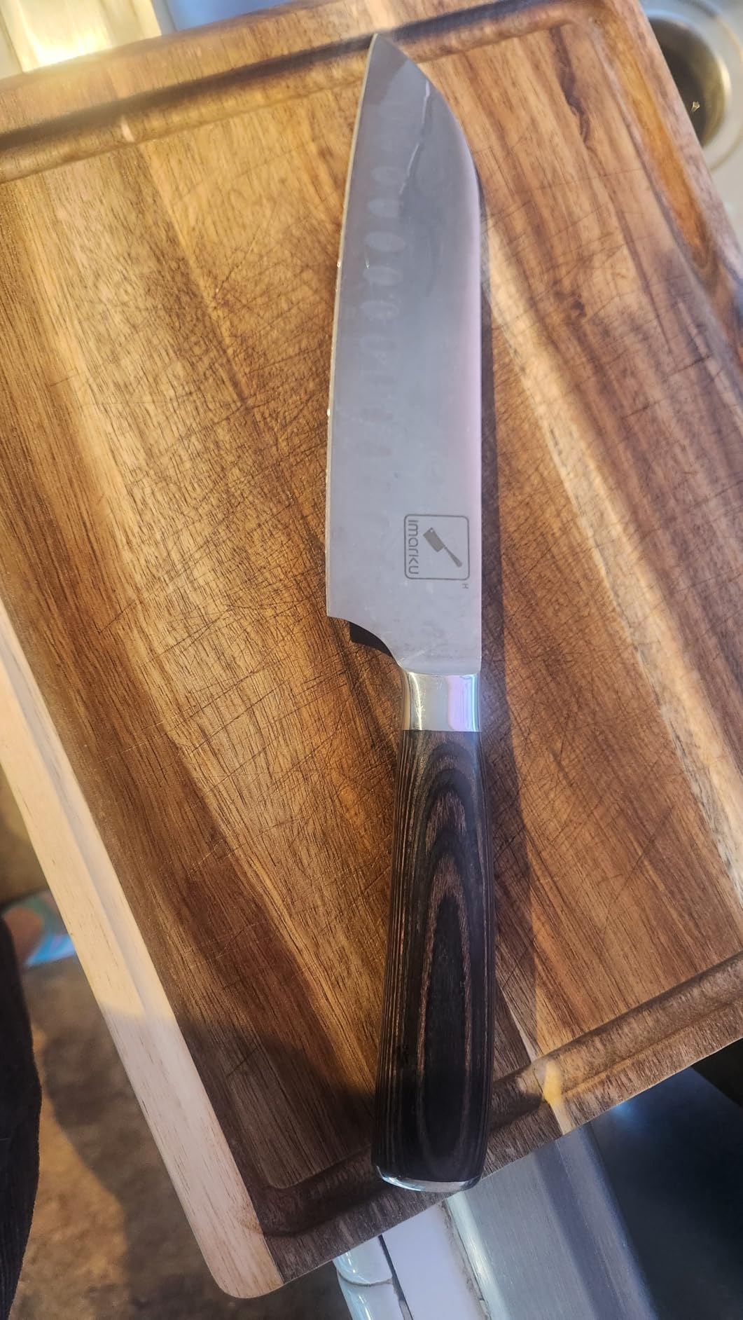 imarku Santoku Knife 5 Inch, Ultra Sharp Chef Knife with Pakkawood Handle customer photo 2